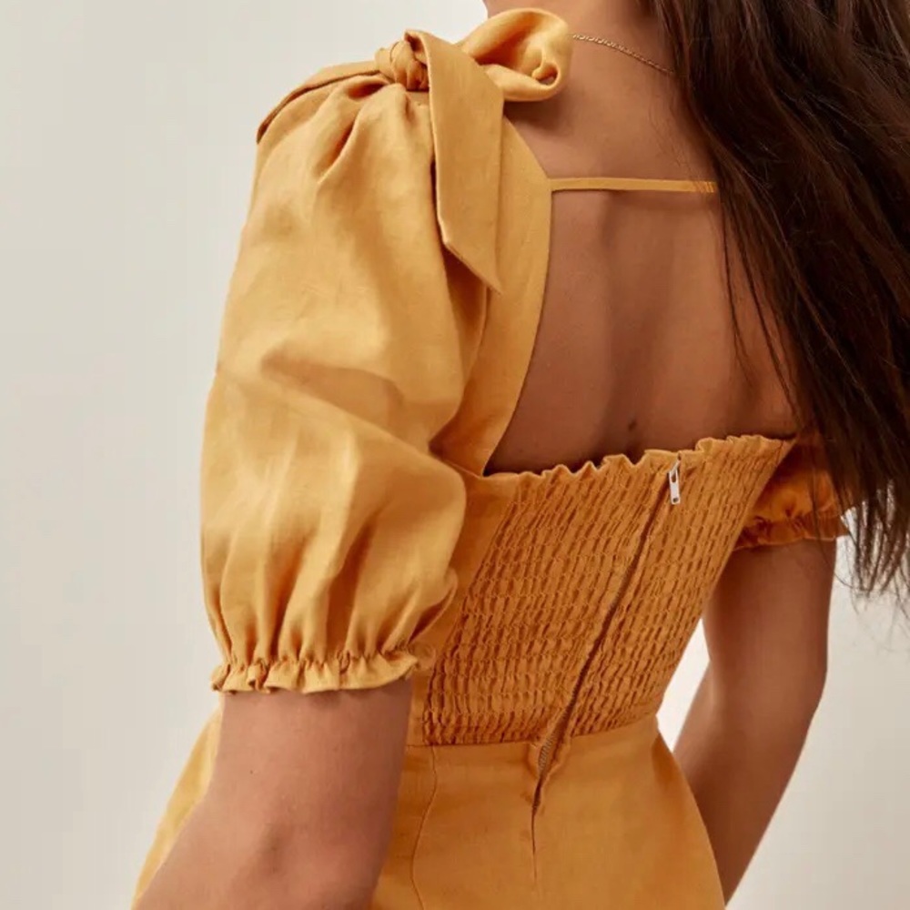 NWT Reformation Spring Bow Sleeve Dress - Picture 6 of 8